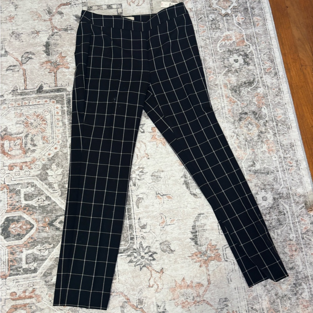 Talbots women Black Grid Pattern Pants BRAND NEW